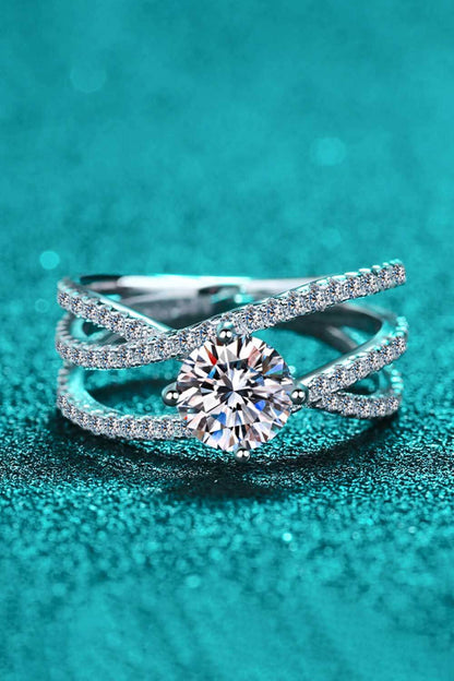 1 Carat Brilliant Round Cut Sparkala™ Crisscross Pure sterling silver Ring by Sparkala