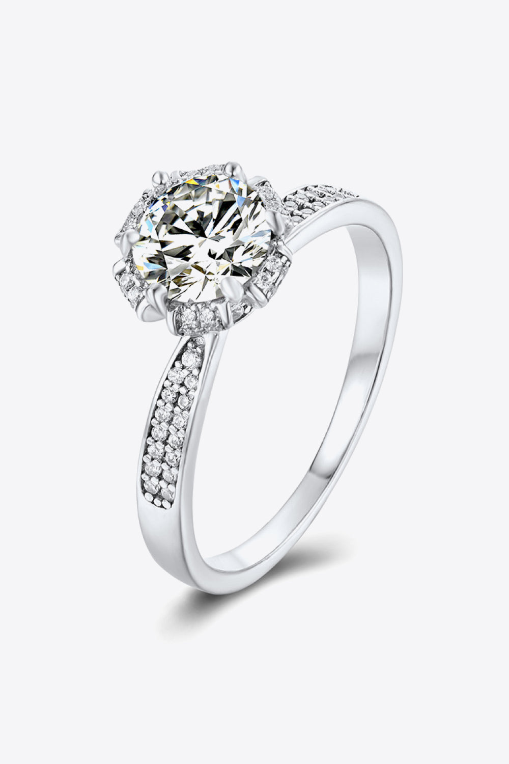 Platinum Over Pure Sterling Silver 1 Carat Brilliant Round Cut Sparkala™ Ring by Sparkala