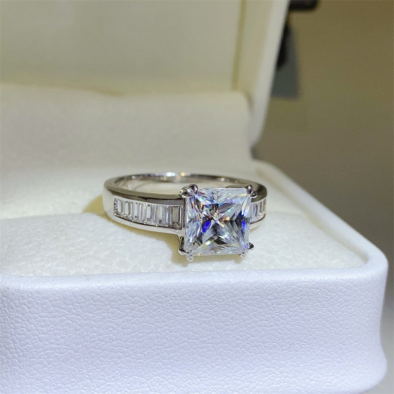 3 Carat Princess-Cut Sparkala™ Pure Sterling Silver Square Shape Ring by Sparkala