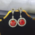 4 Carat Ruby Red Crystal Drop Earrings with Rhinestone Halo by Sparkala
