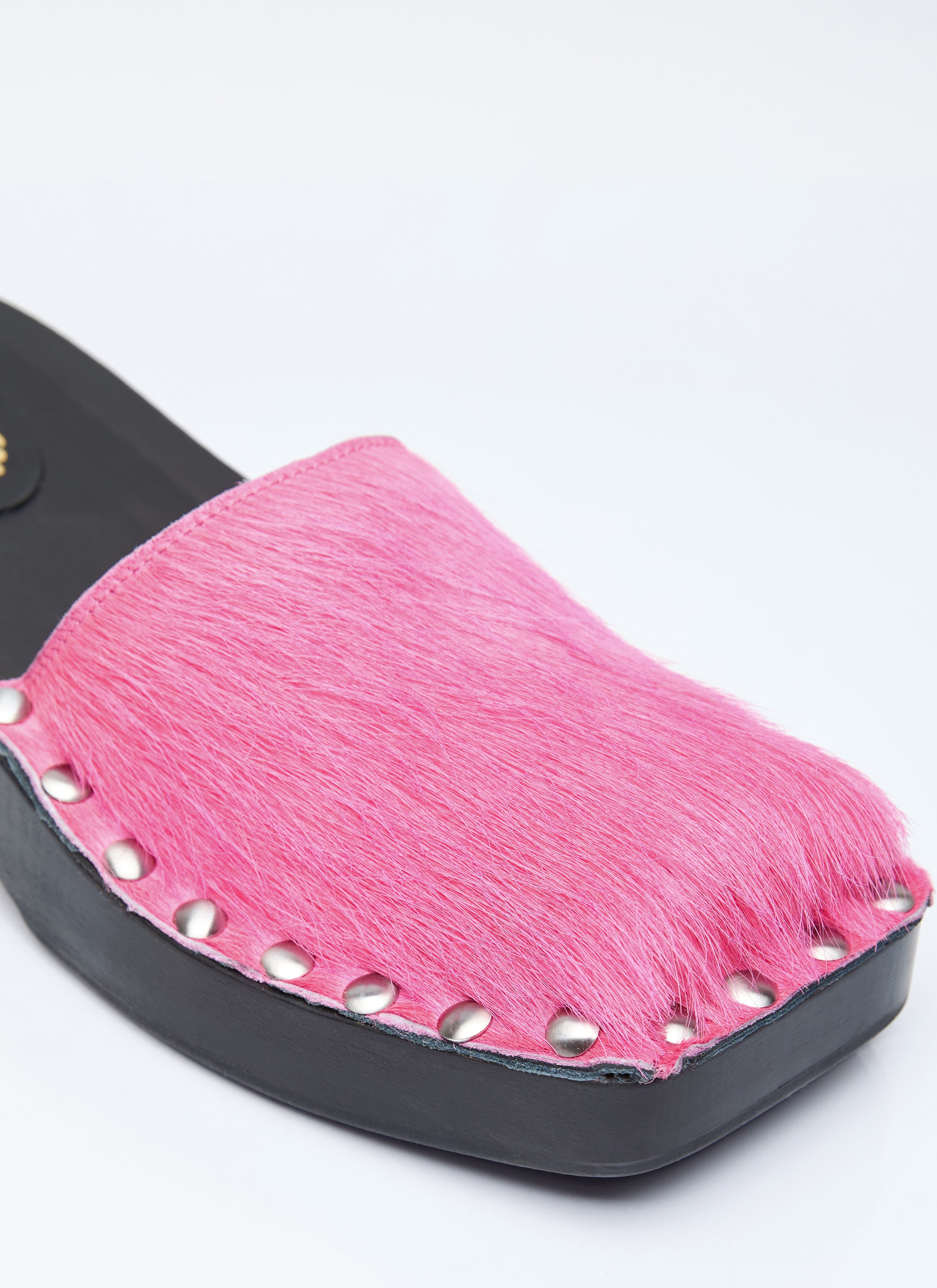 Acne Studios Women Hairy Wood Clogs by Luosophy