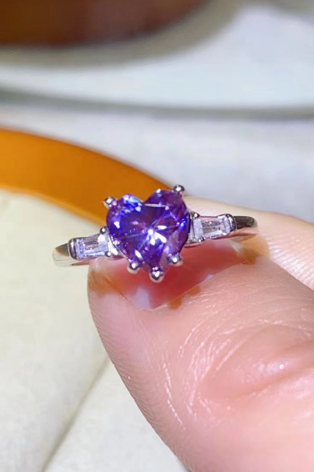 1 Carat Purple Sparkala™ Heart-Shaped Platinum-Plated Ring in Purple by Sparkala