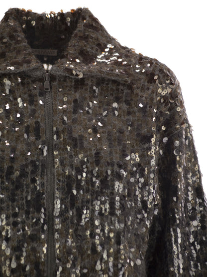 Brunello Cucinelli Women Dazzling Dégradé Embroidery Mohair And Wool Cardigan