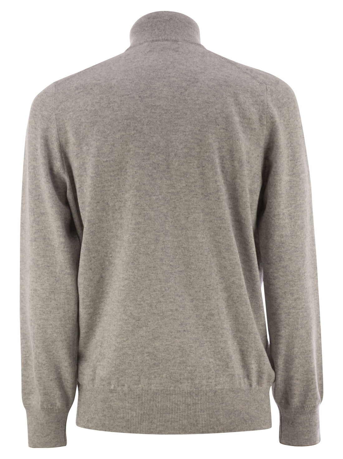 Brunello Cucinelli Men High-Necked Cashmere Sweater With Zip Opening by Luosophy