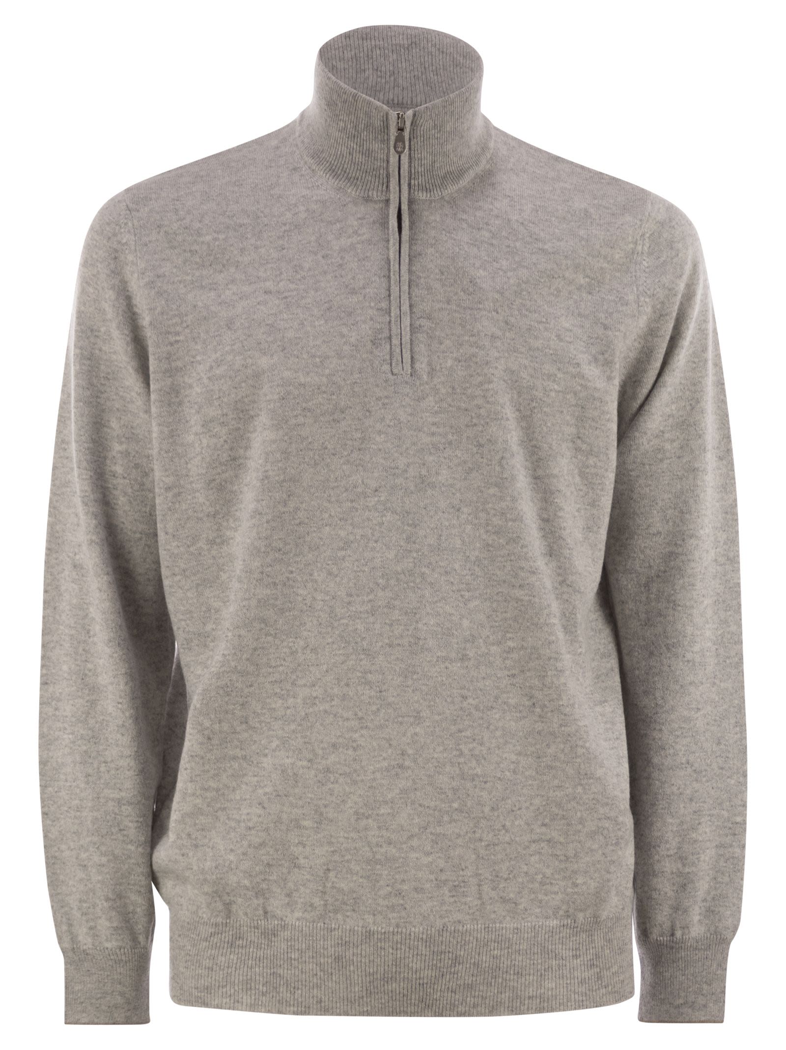 Brunello Cucinelli Men High-Necked Cashmere Sweater With Zip Opening by Luosophy