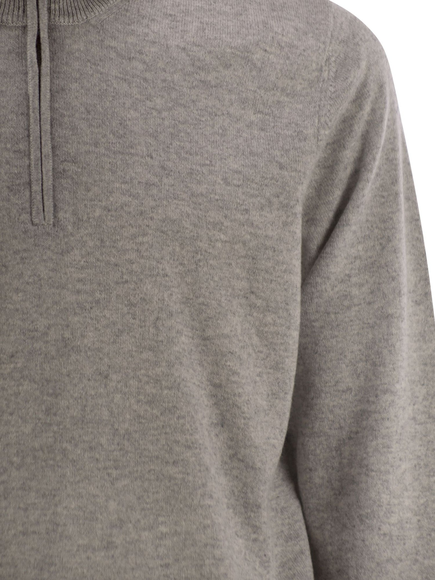 Brunello Cucinelli Men High-Necked Cashmere Sweater With Zip Opening by Luosophy