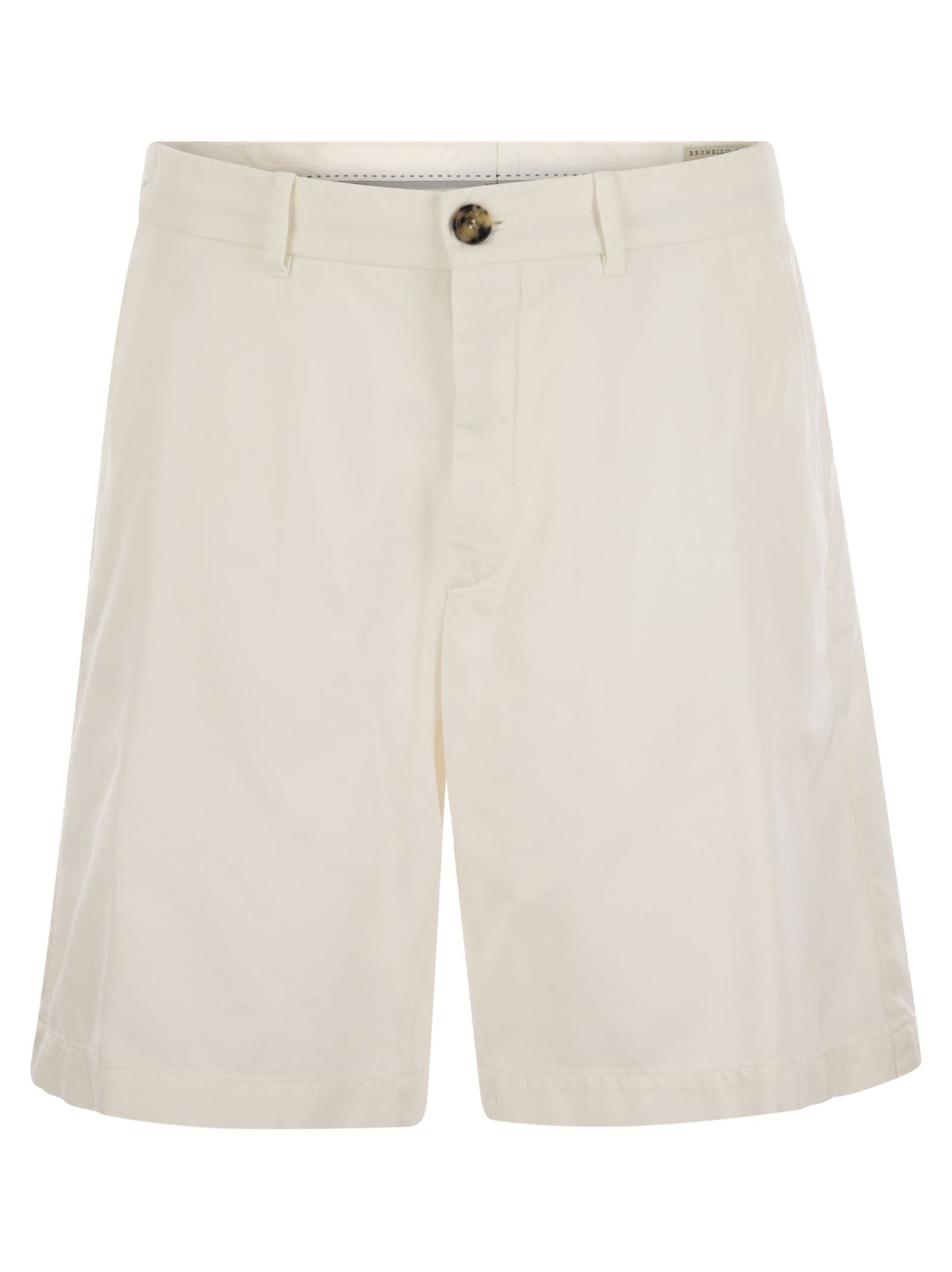 Brunello Cucinelli Men Cotton Gabardine Bermuda Shorts by Luosophy