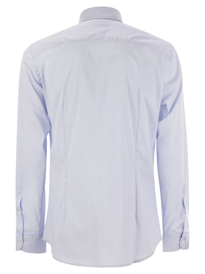Fay Men Stretch Poplin Shirt With French Collar by Luosophy