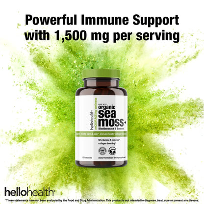 Organic Irish Sea Moss, Organic Bladderwrack, &amp; Organic Burdock capsules by hellohealth