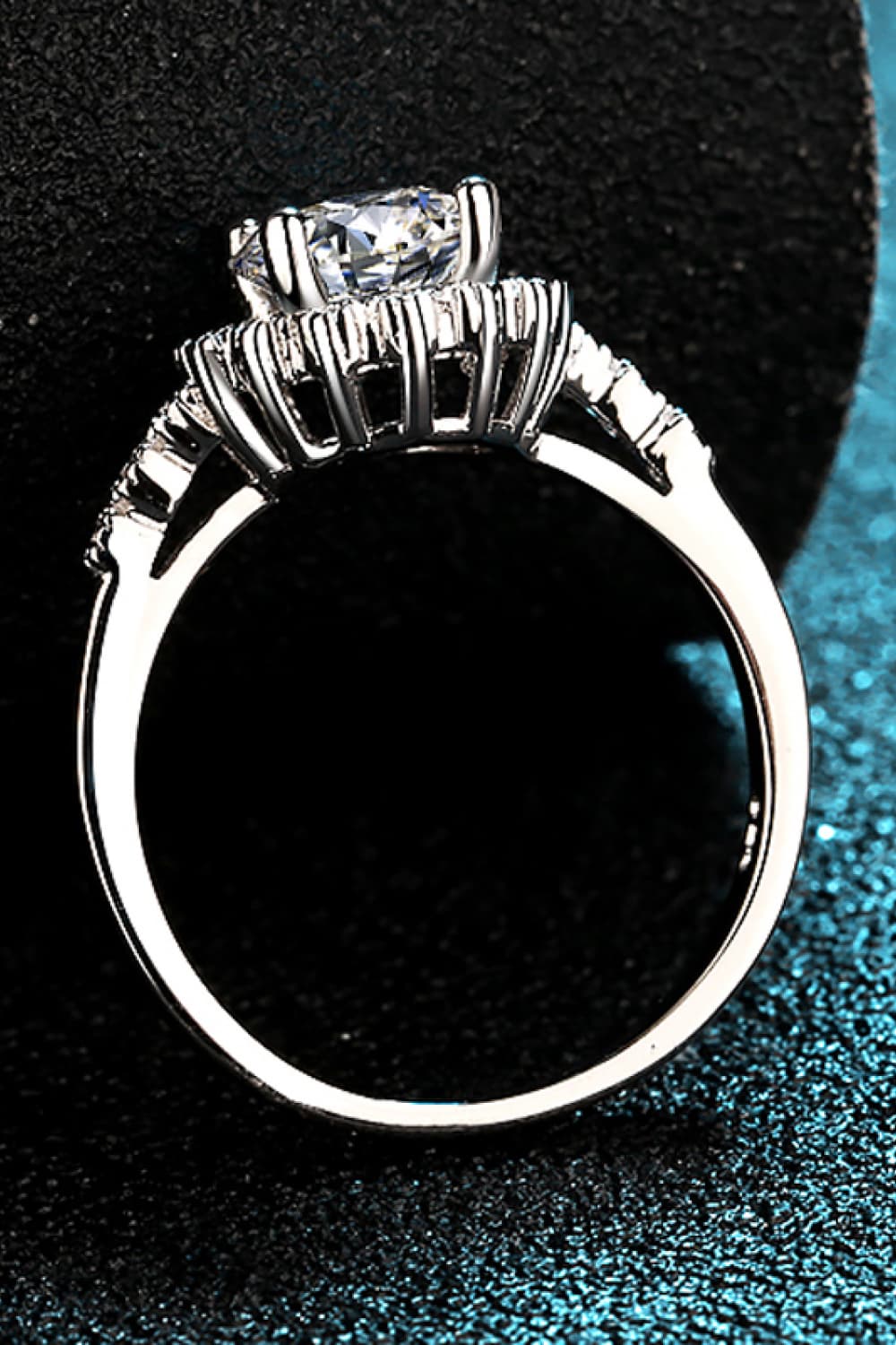 1 Carat Brilliant Round Cut Sparkala™ Rhodium-Plated Halo Ring by Sparkala