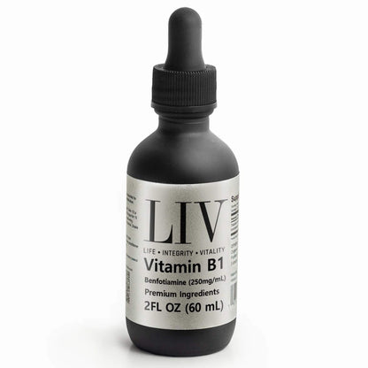 Vitamin B1 Thiamine Liquid Metabolic Booster (Benfotiamine 250mg, 60 servings) by LIV