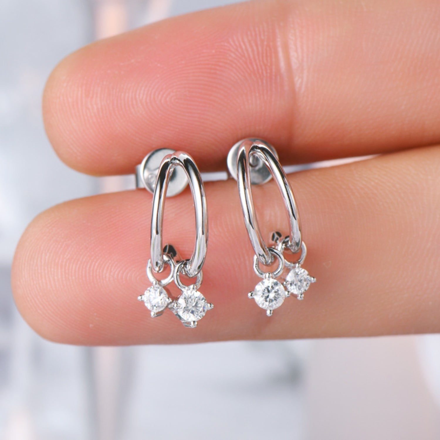 Platinum-Plated Pure Sterling Silver Sparkala™ C-Hoop Earrings by Sparkala