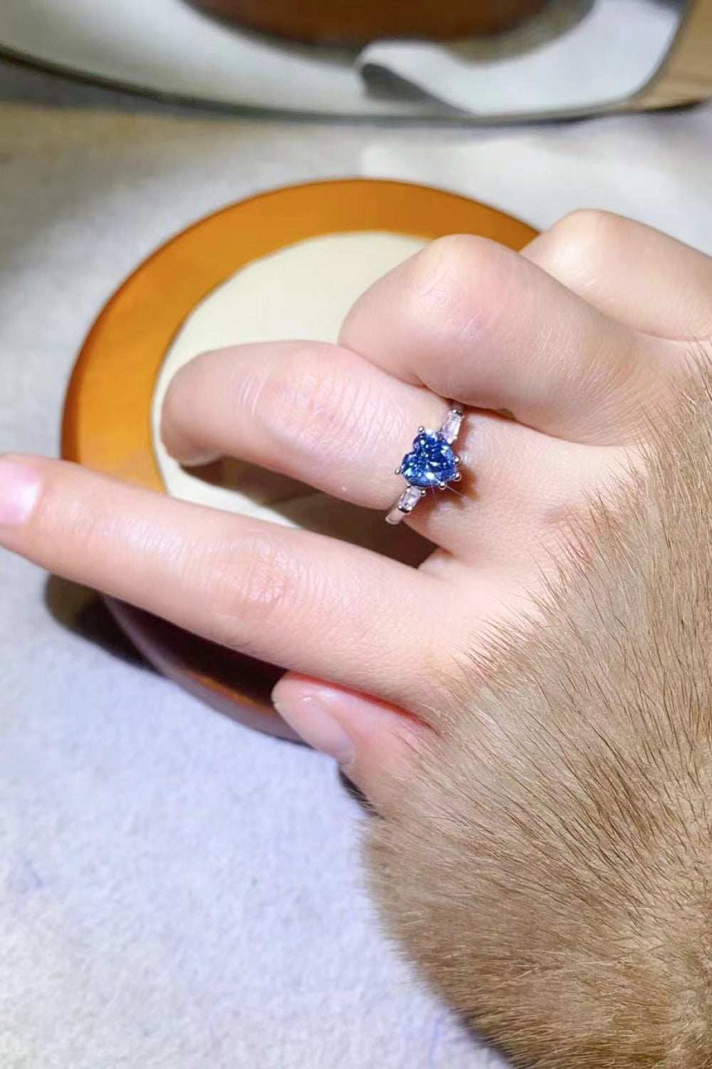 1 Carat Blue Sparkala™ Heart-Shaped Platinum-Plated Ring in Blue by Sparkala