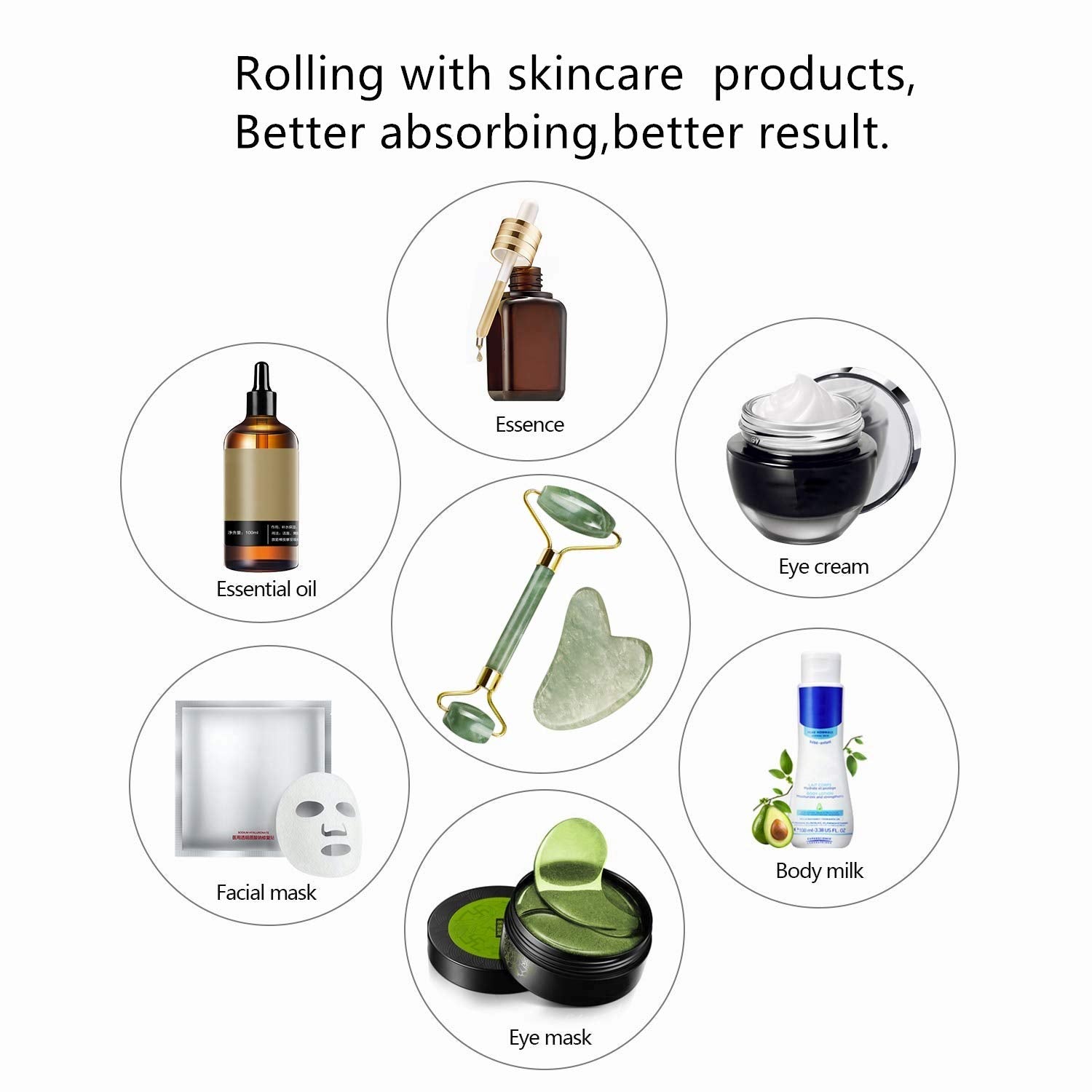 Gua Sha Facial Tools Jade Roller for Face - Facial Massage Tool for anti Aging Wrinkles and Skin Rejuvenate -100% Natural Jade Stone for Face Eyes (Jade Roller+Gua SHA) by Korean Skin Care