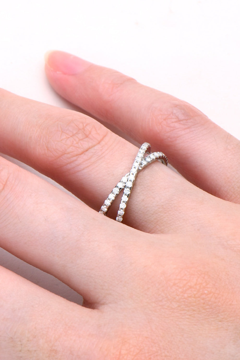 Sparkala™ Platinum Over Pure Sterling Silver Crisscross Ring by Sparkala