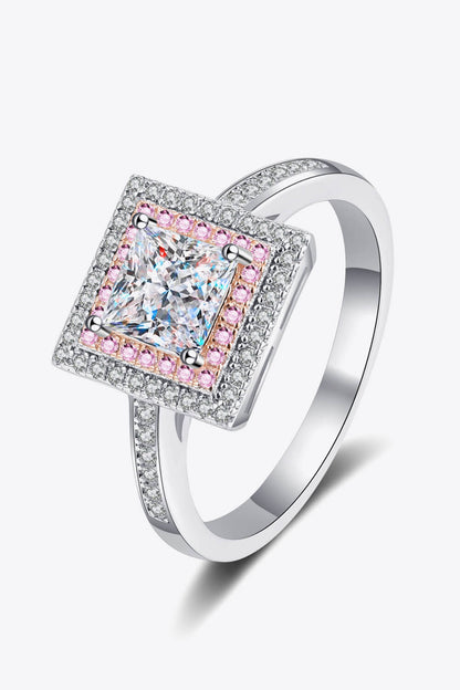 Stay Elegant 1 Carat Two-Tone Pink Princess-Cut Sparkala™ Ring (Platinum Over Pure Sterling Silver) by Sparkala