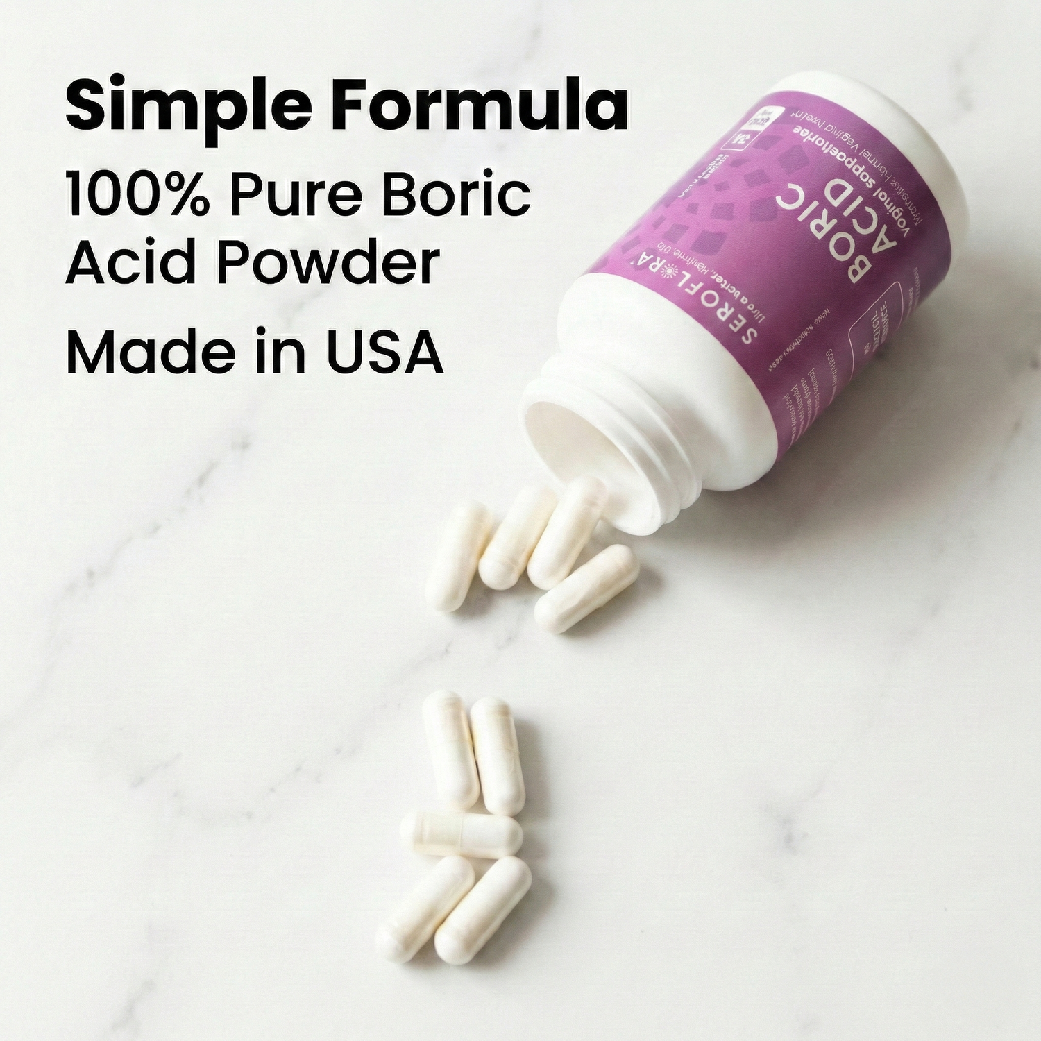 Seroflora Boric Acid Vaginal Suppositories 600mg 30 Count. by Seroflora