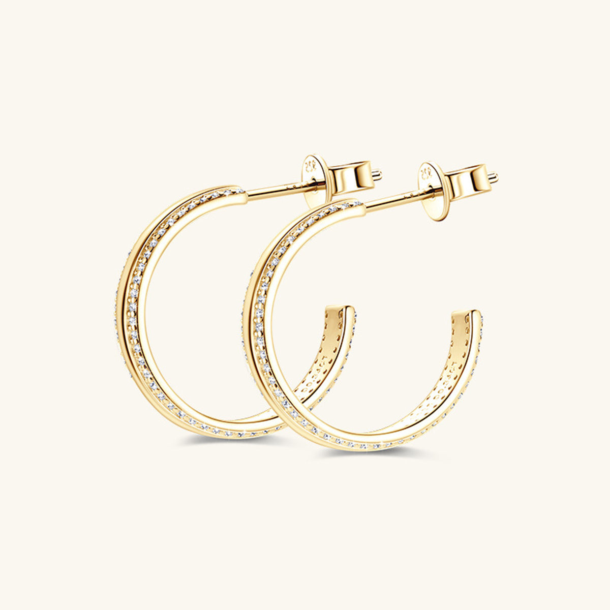 Pure Sterling Silver Inlaid Sparkala™ C-Hoop Earrings by Sparkala