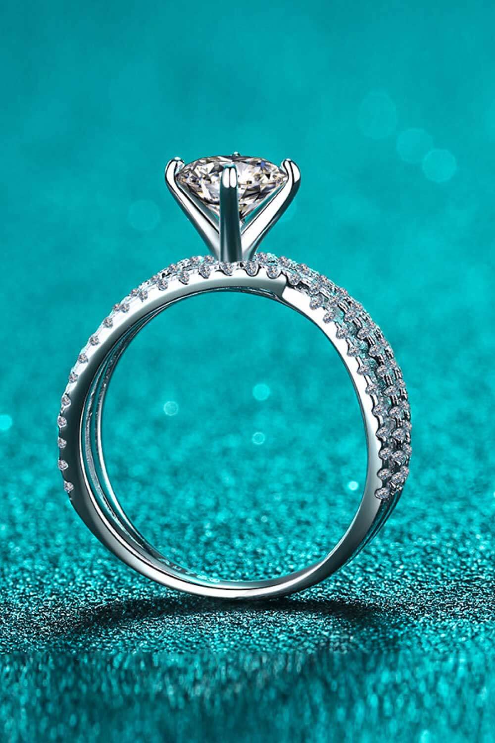 1 Carat Brilliant Round Cut Sparkala™ Crisscross Pure sterling silver Ring by Sparkala