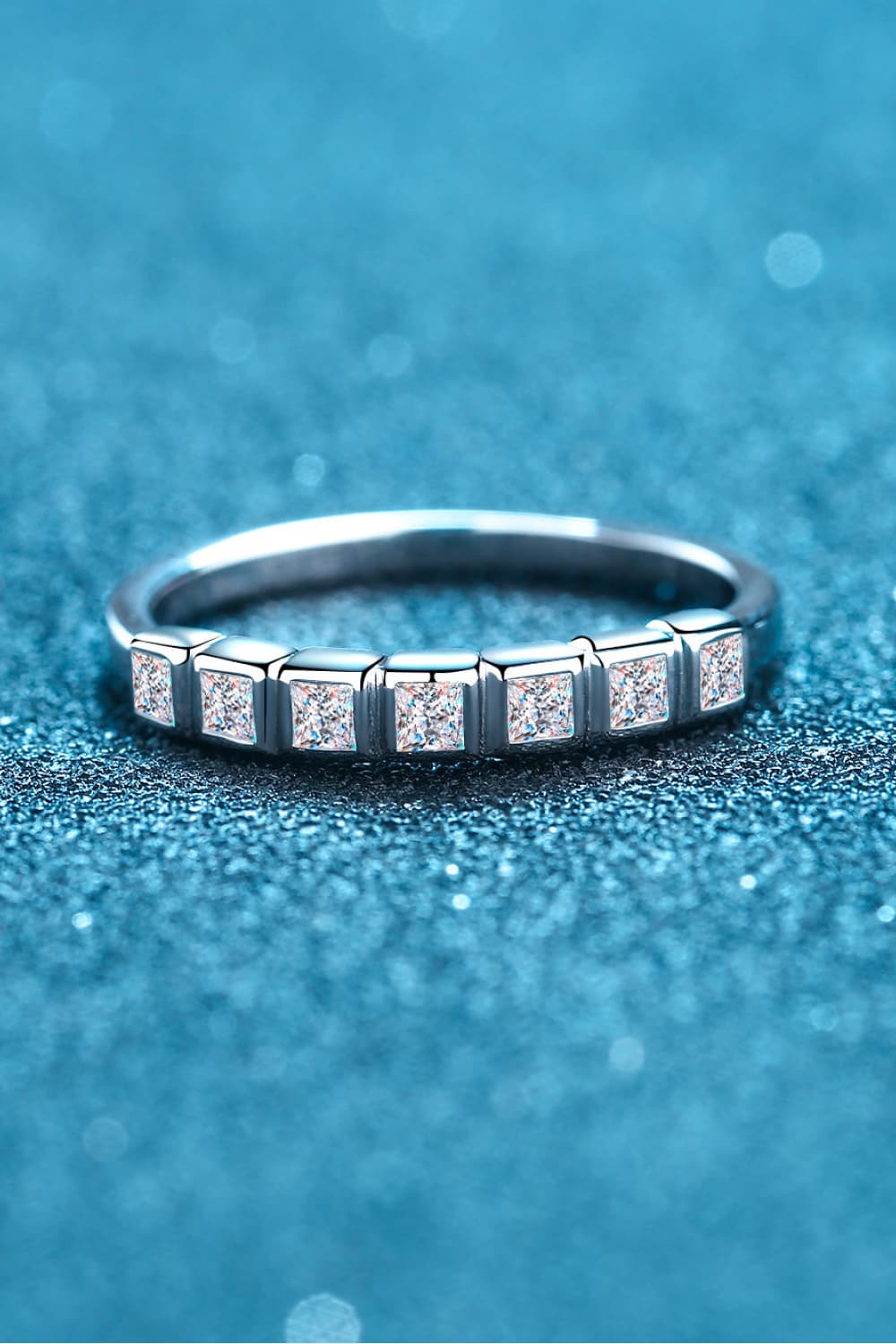 Sparkala™ Rhodium-Plated Half-Eternity 7 Stone Ring by Sparkala