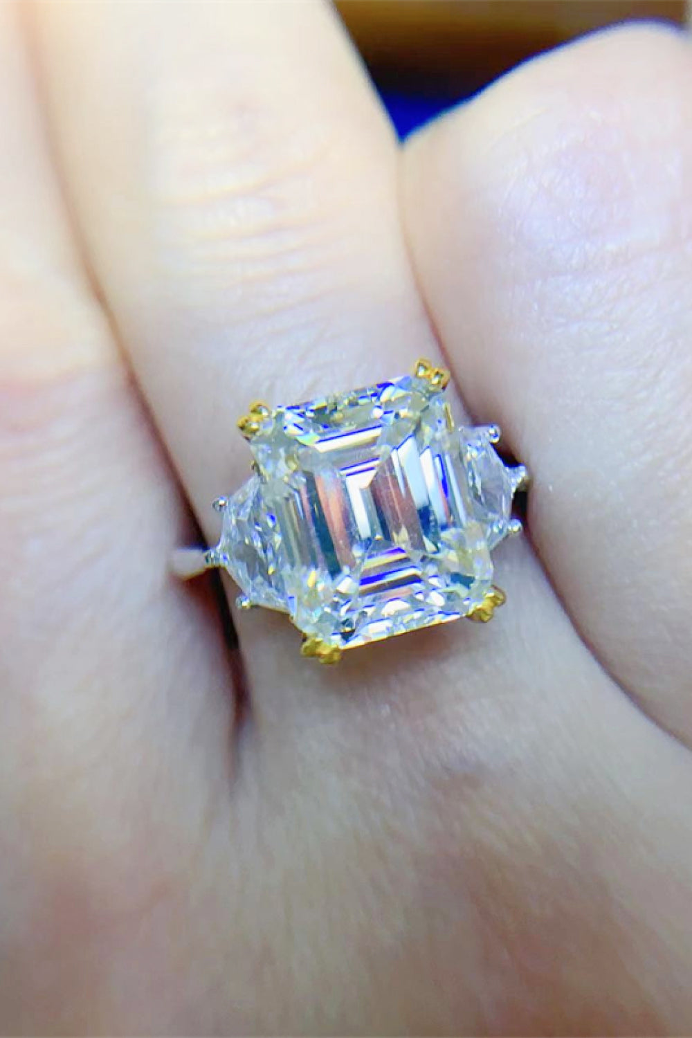 5 Carat Emerald-Cut Sparkala™ Platinum Over Pure Sterling Silver Ring by Sparkala