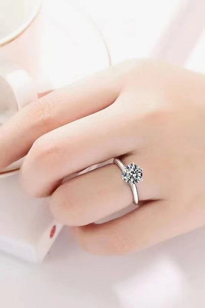Adored Platinum Over Pure Sterling Silver 3 Carat Brilliant Round Cut Sparkala™ 6-Prong Solitaire Ring by Sparkala
