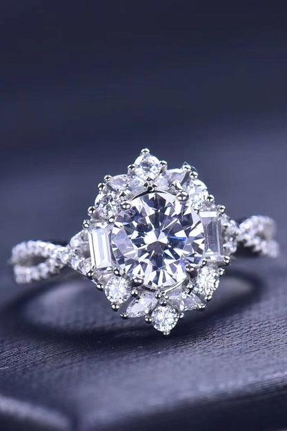 Floral 2 Carat Sparkala™ Crisscross Ring (Platinum Over Pure Sterling Silver) by Sparkala