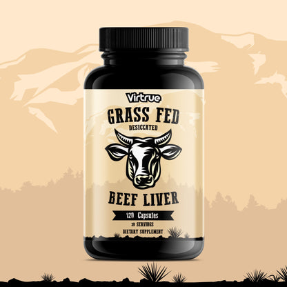 Grass Fed Desiccated Beef Liver Capsules by Virtrue