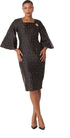 Bell Sleeve Sheath Dress With Brooch- 9741 by Tally Taylor