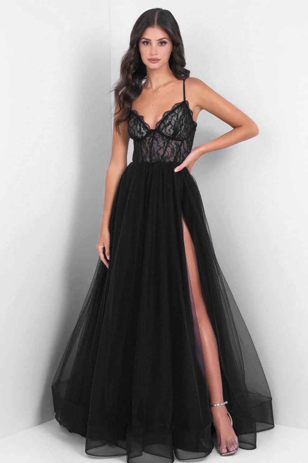 Dani Gown - Black - Lace &amp; Tulle A-line Dress