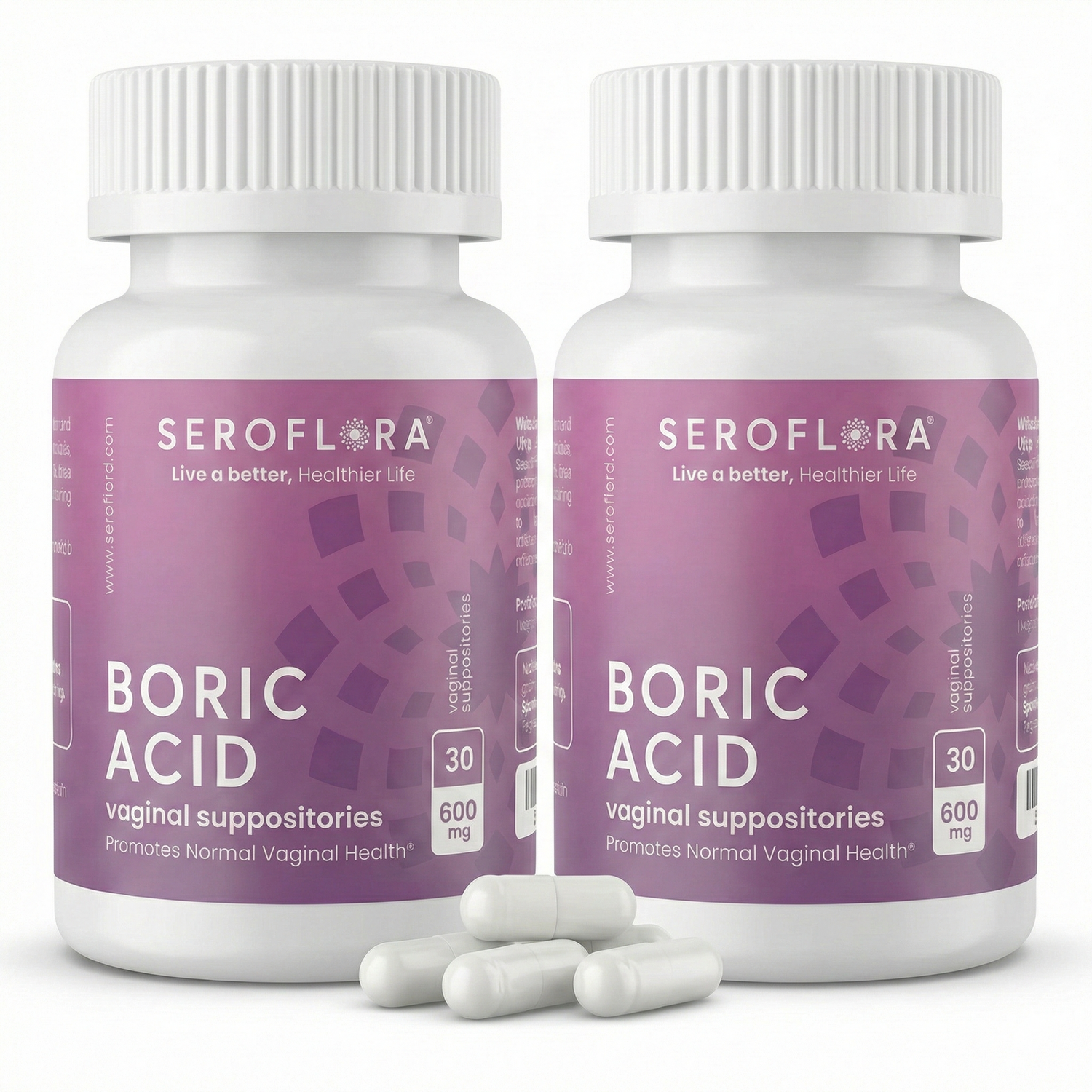 Boric Acid Suppositories (30ct, 2 bottles) by Seroflora