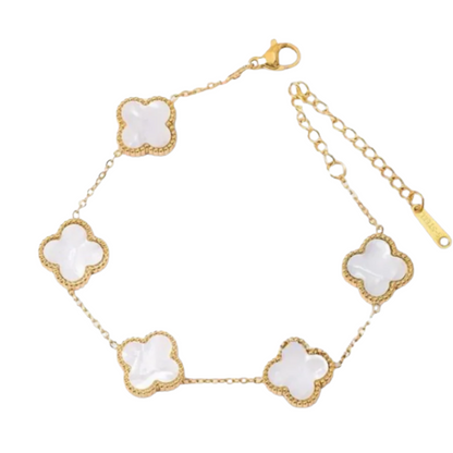 Camila Clover Bracelet – White Mother of Pearl with Gold Finish by Farmacias Savia