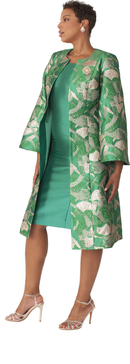 Brocade Jacket Dress &amp; Dress Set with Bell Sleeves- 4852 by Tally Taylor