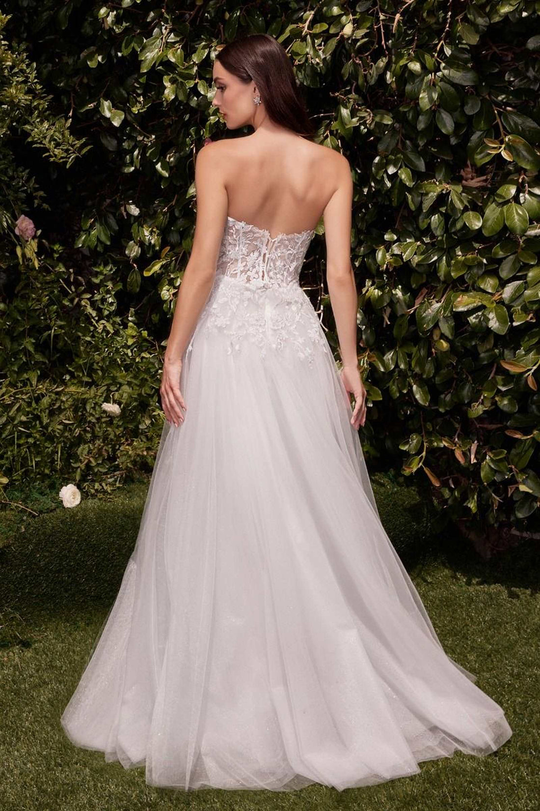 Ladivine C148W Strapless A-Line Lace &amp; Tulle Wedding Dress by DiscountDressShop