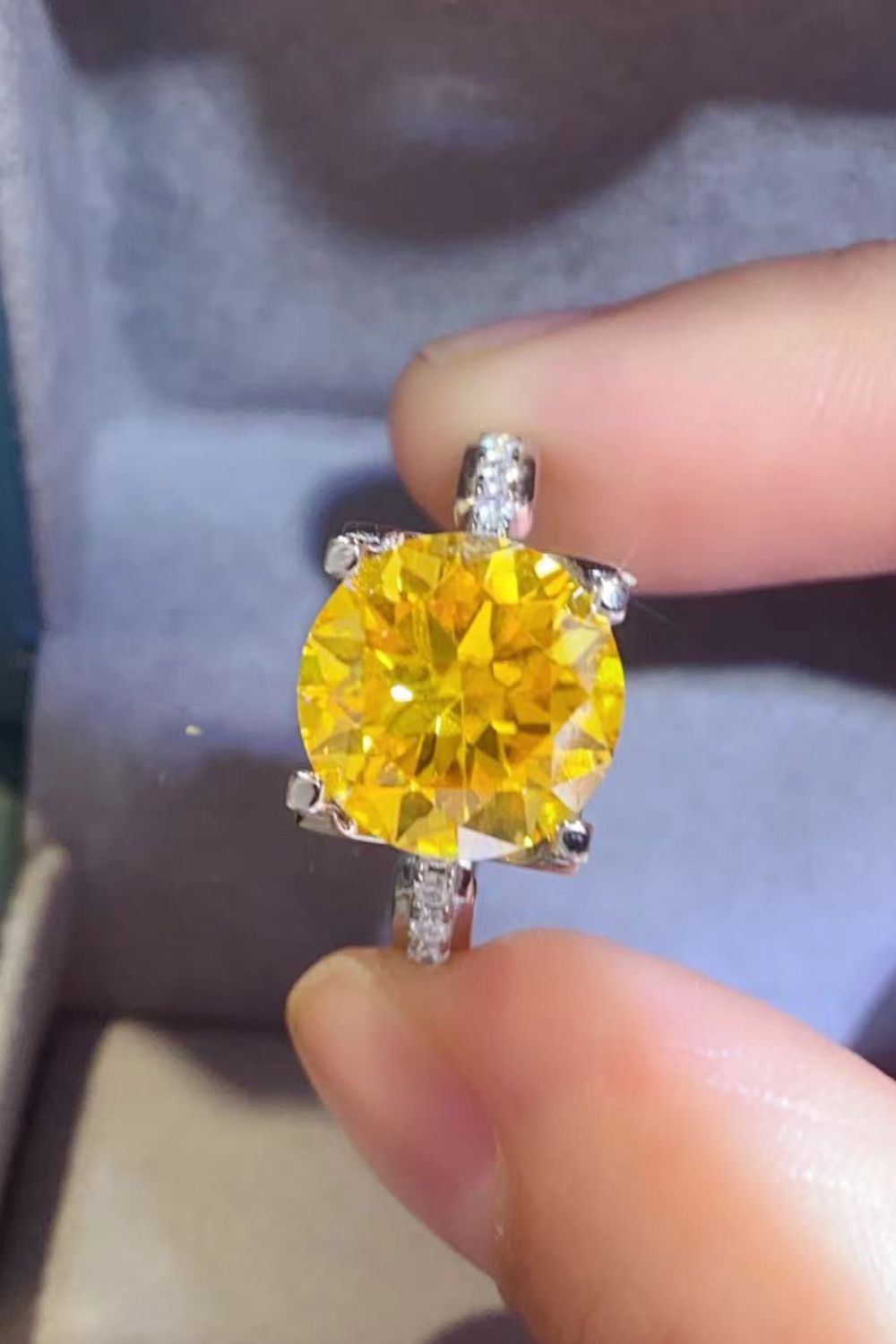 5 Carat Yellow Yellow Brilliant Round Cut Sparkala™ Platinum Over Pure Sterling Silver Ring by Sparkala