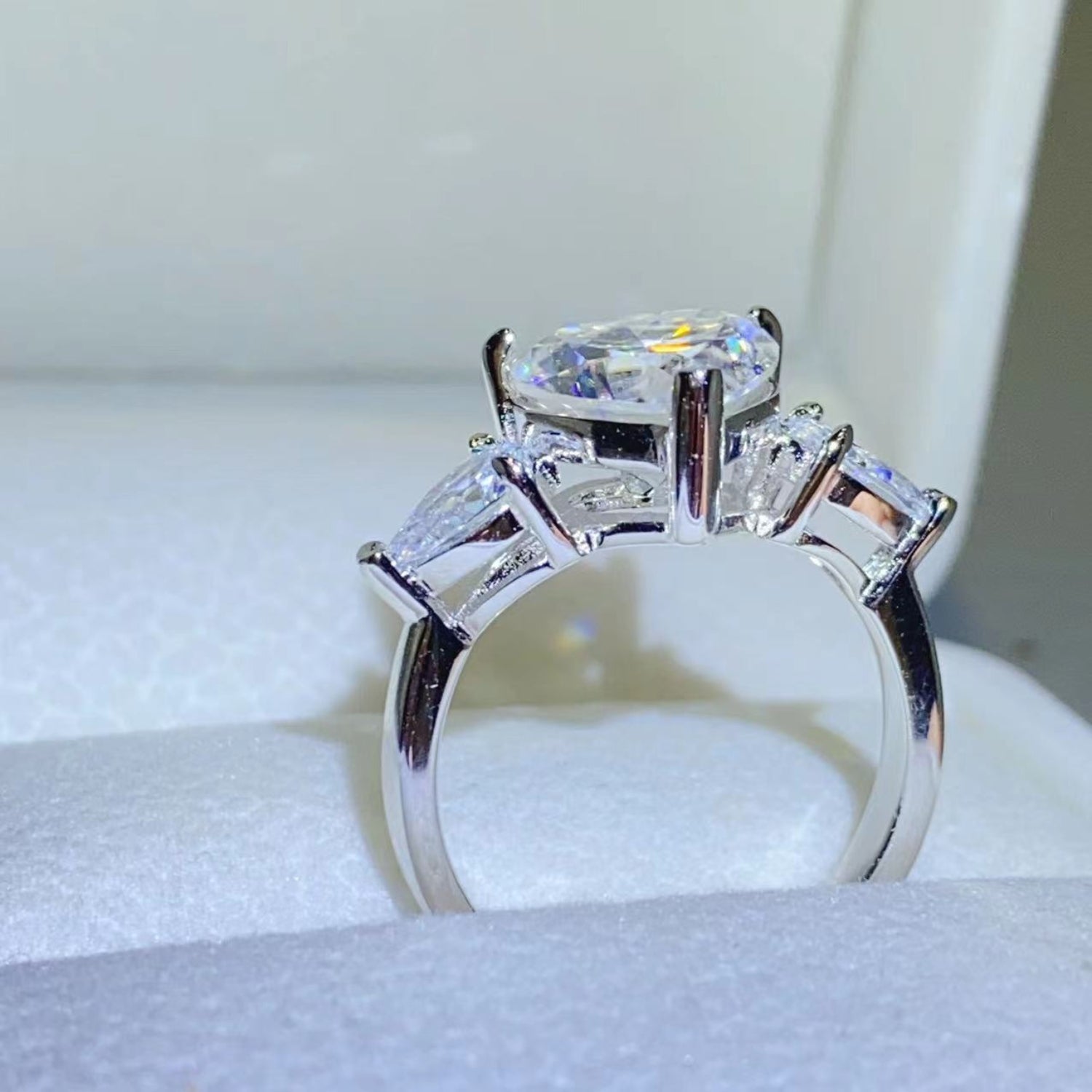 3 Carat Heart-Shaped Sparkala™ Pure Sterling Silver Ring With Sidestones by Sparkala