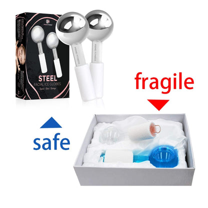Ice Globes for Facials | Unbreakable Steel Cooling Roller | Cryo Sticks for Face | Massager for Face Neck &amp; Eyes | Skin Care for Dark Circles, Puffiness, Wrinkles, Collagen Production (White) by Korean Skin Care