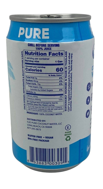 C2O Coconut Water 100% Pure (8 Can Pack) by Country Life Natural Foods