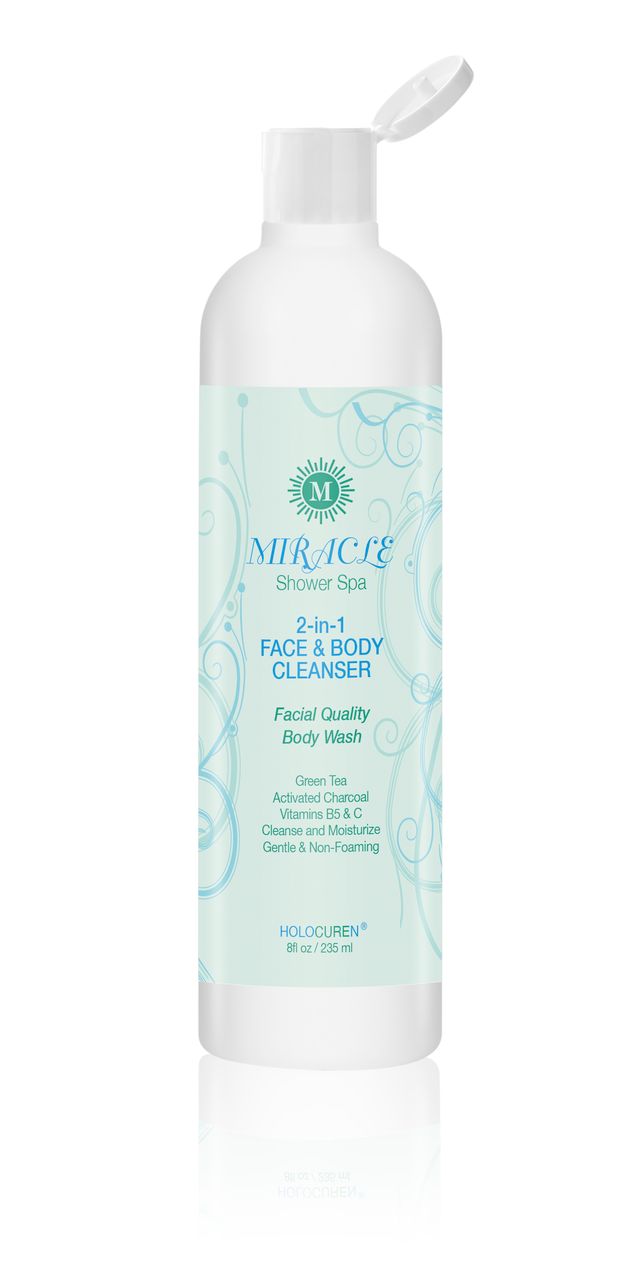 Miracle 2-in-1 Face &amp; Body Cleanser with Activated Charcoal, 8 oz FLIP TOP Bottle by HOLOCUREN - Official Website
