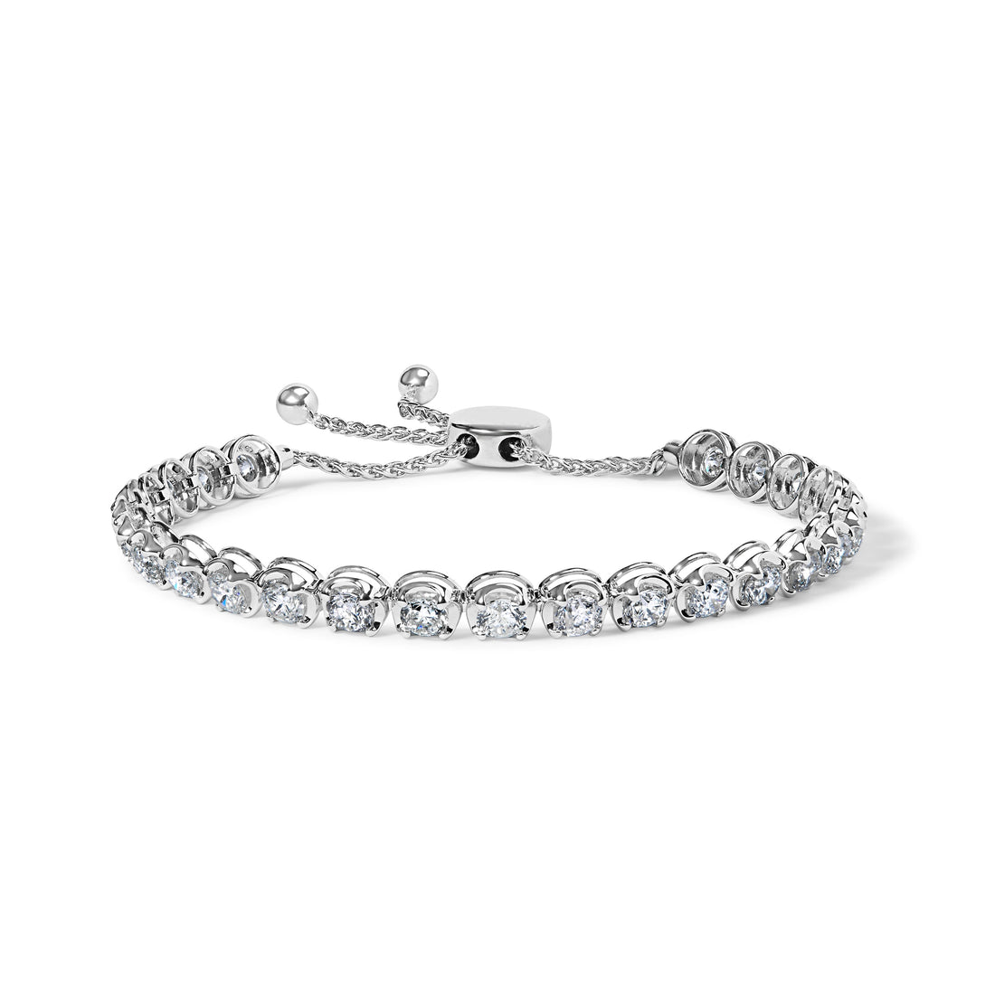 14K White Gold 6.00 Cttw Diamond 4â€-10â€ Adjustable Bolo Tennis Bracelet (I-J Color, I1-I2 Clarity)