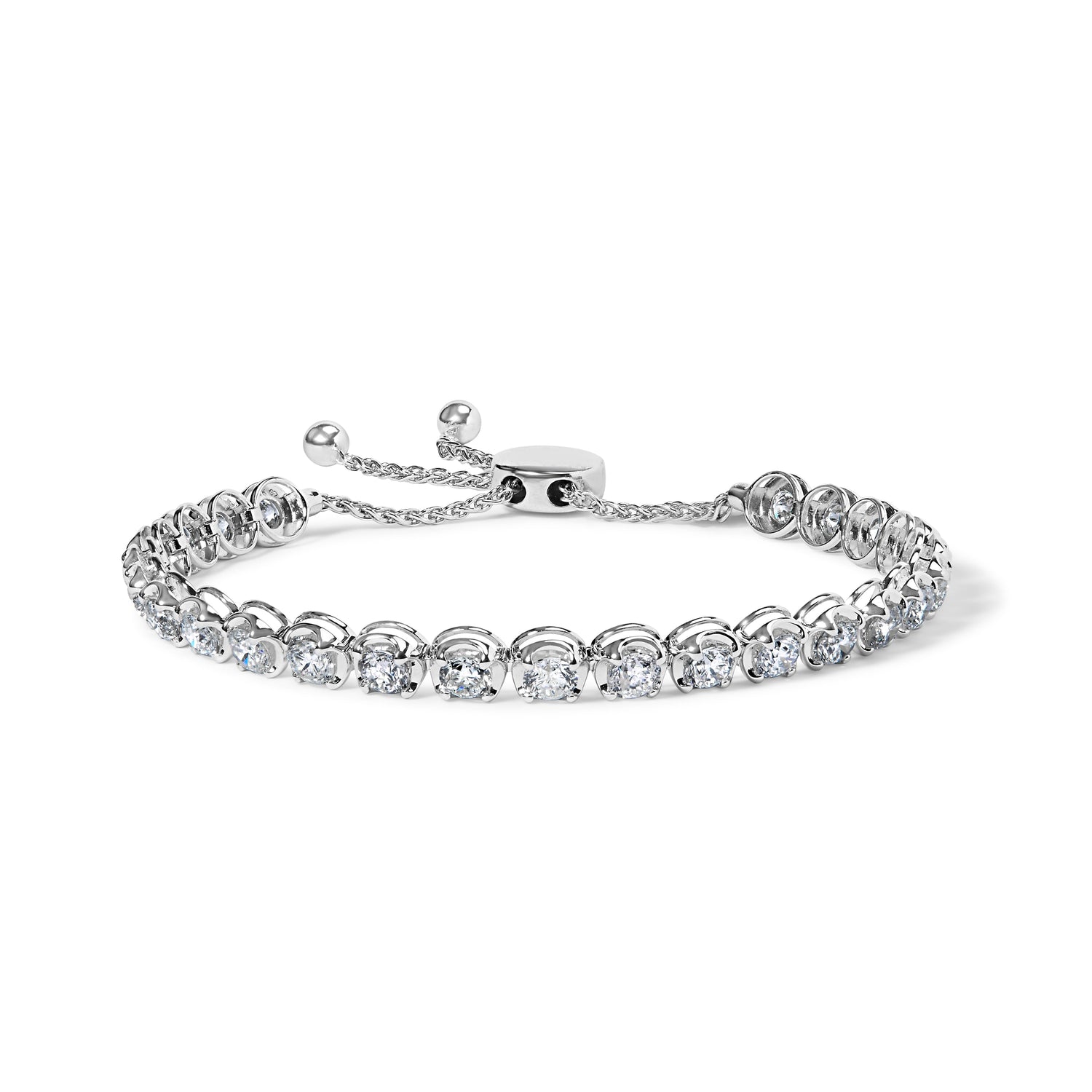 14K White Gold 6.00 Cttw Diamond 4â€-10â€ Adjustable Bolo Tennis Bracelet (I-J Color, I1-I2 Clarity)
