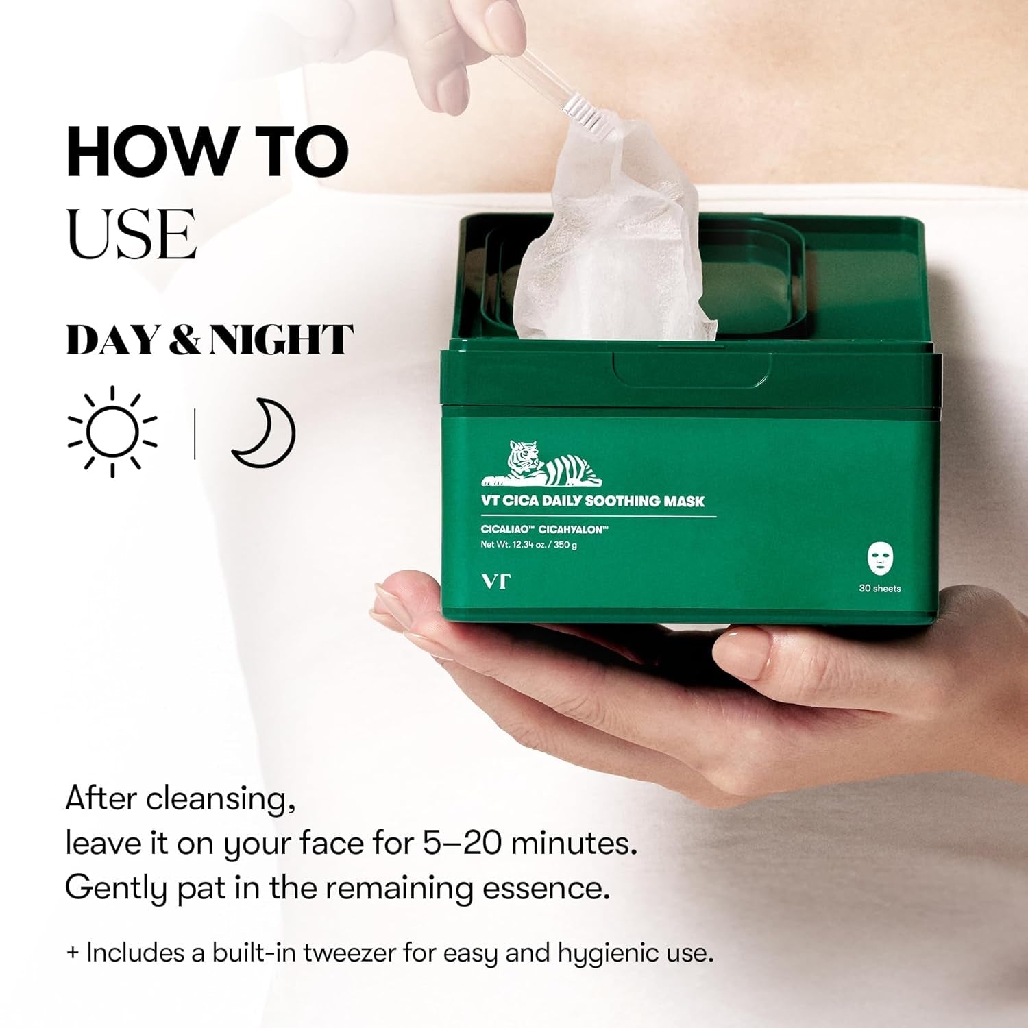 CICA Daily Soothing Mask 30 Sheets, Centella Asiatica &amp; Hyaluronic Acid for Moisturizing &amp; Hydrating, Instant Calm &amp; Glow, Skin Softening Facial Mask, Korean Face Mask by Korean Skin Care