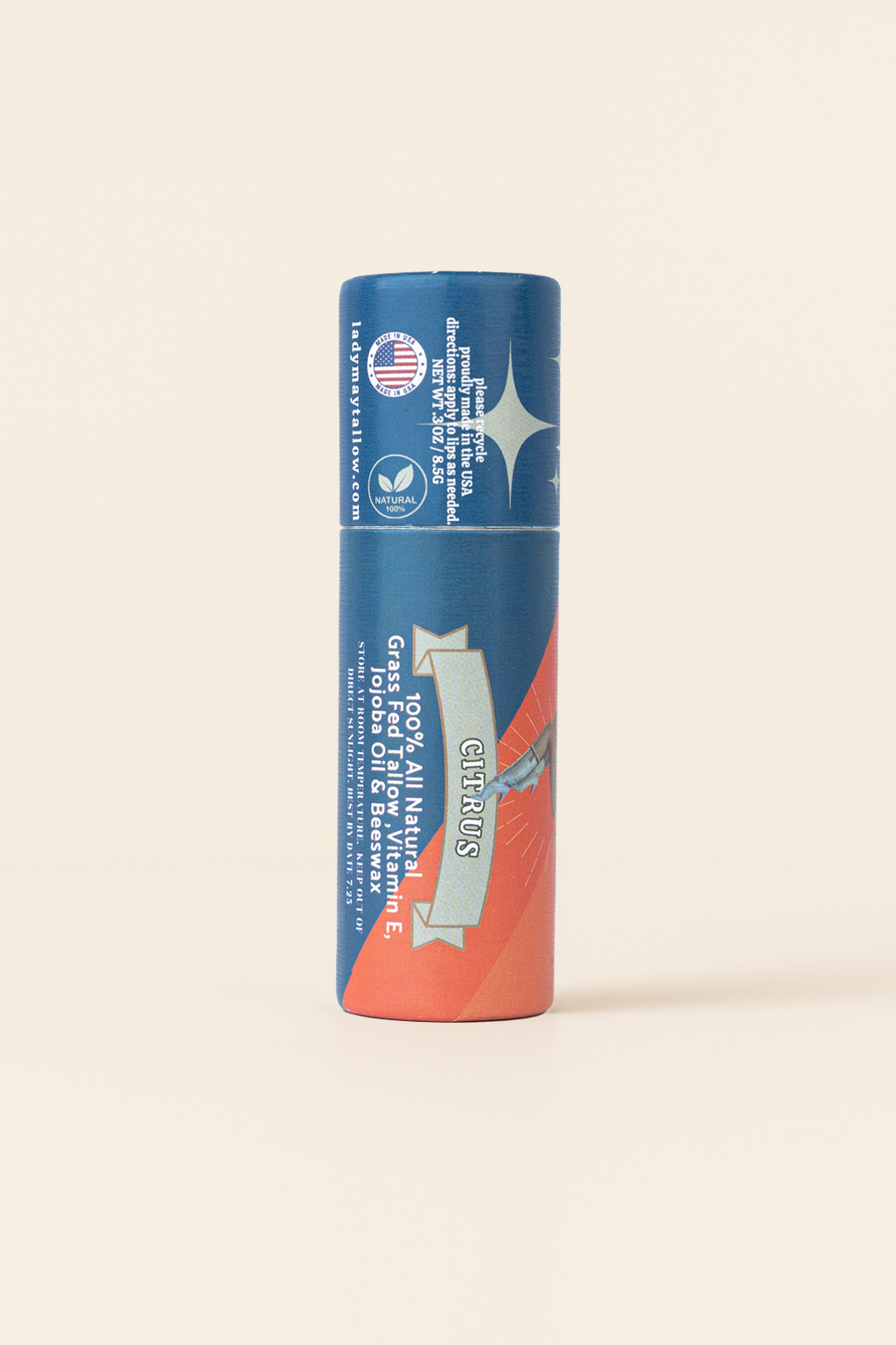 Tallow Lip Balm - CHOOSE A FLAVOR - Natural Beef Tallow Lip Moisturizer with Beeswax &amp; Jojoba Oil by Lady May Tallow