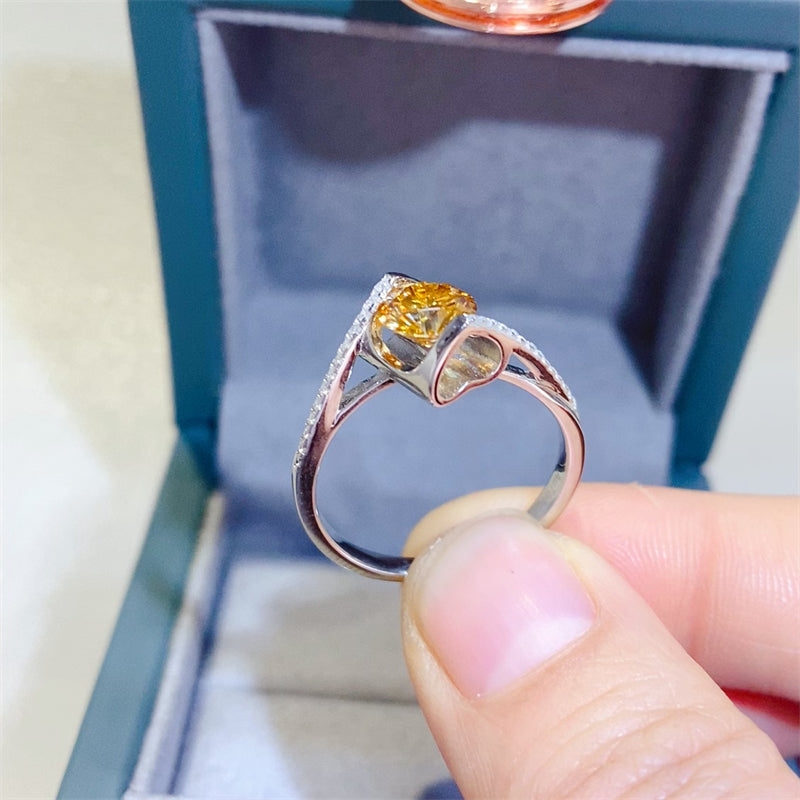 1 Carat Yellow Brilliant Round Cut Sparkala™ Pure Sterling Silver Ring by Sparkala