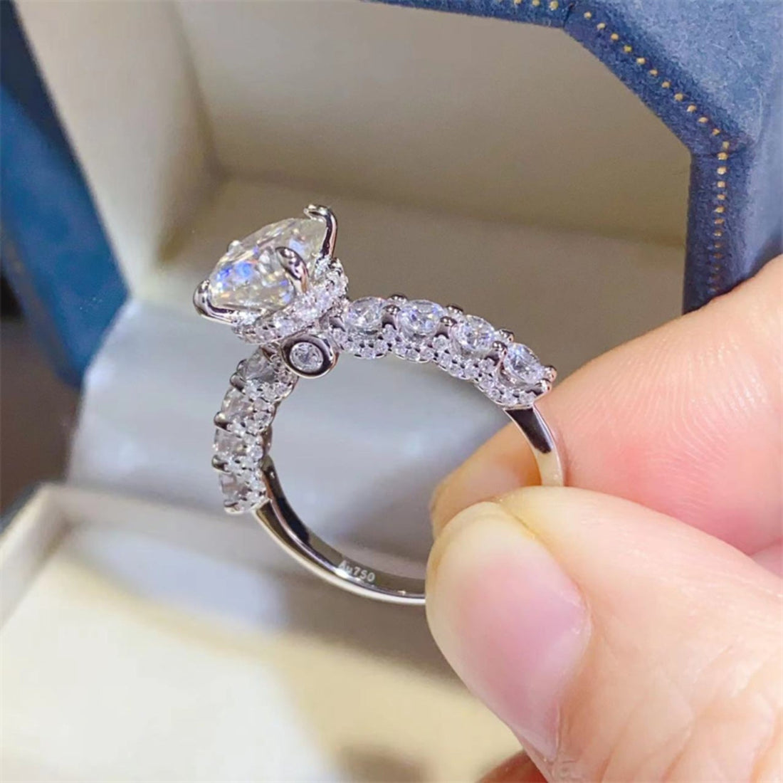 2 Carat Brilliant Round Cut Sparkala™ Half Eternity Platinum Over Pure Sterling Silver Ring by Sparkala