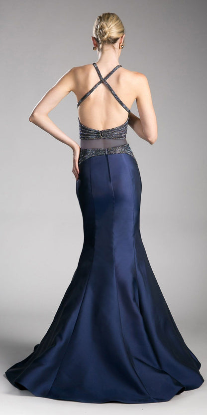 Cinderella Divine CB0023 Two-Piece Mermaid Gown Halter Crop Top by DiscountDressShop