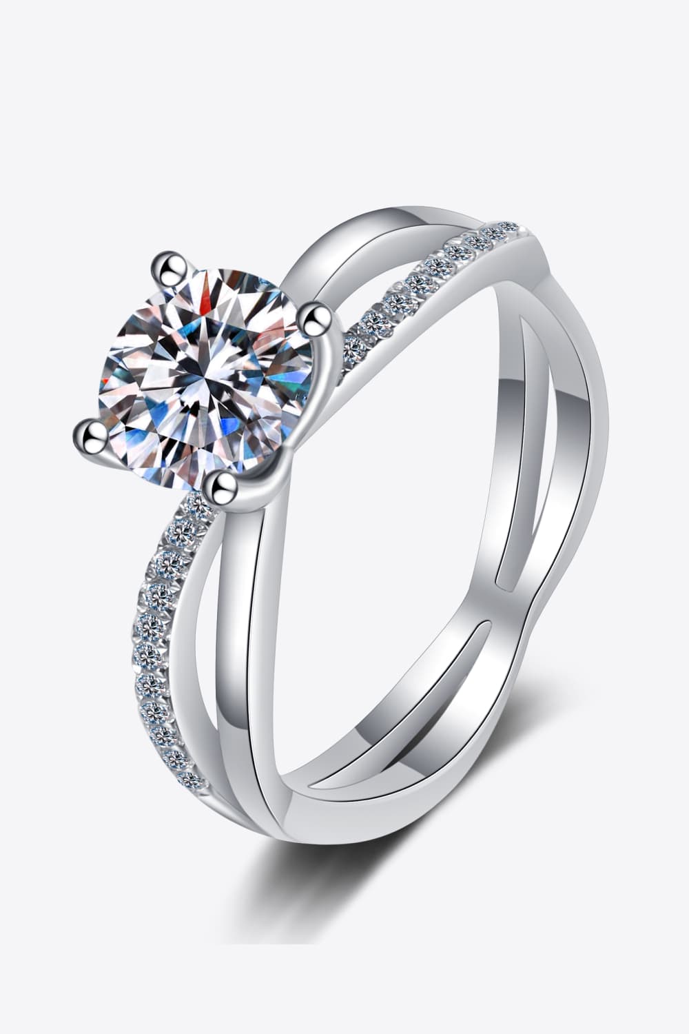 1 Carat Brilliant Round Cut Sparkala™ Crisscross Split Shank Ring by Sparkala