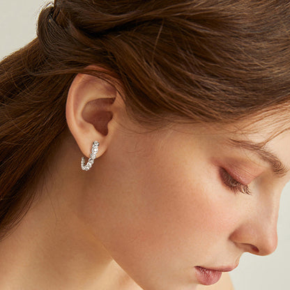 Inlaid Sparkala™ Pure Sterling Silver C-Hoop Earrings by Sparkala