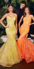 Cinderella Divine CC2279 Long Glitter Printed Mermaid Gown by DiscountDressShop