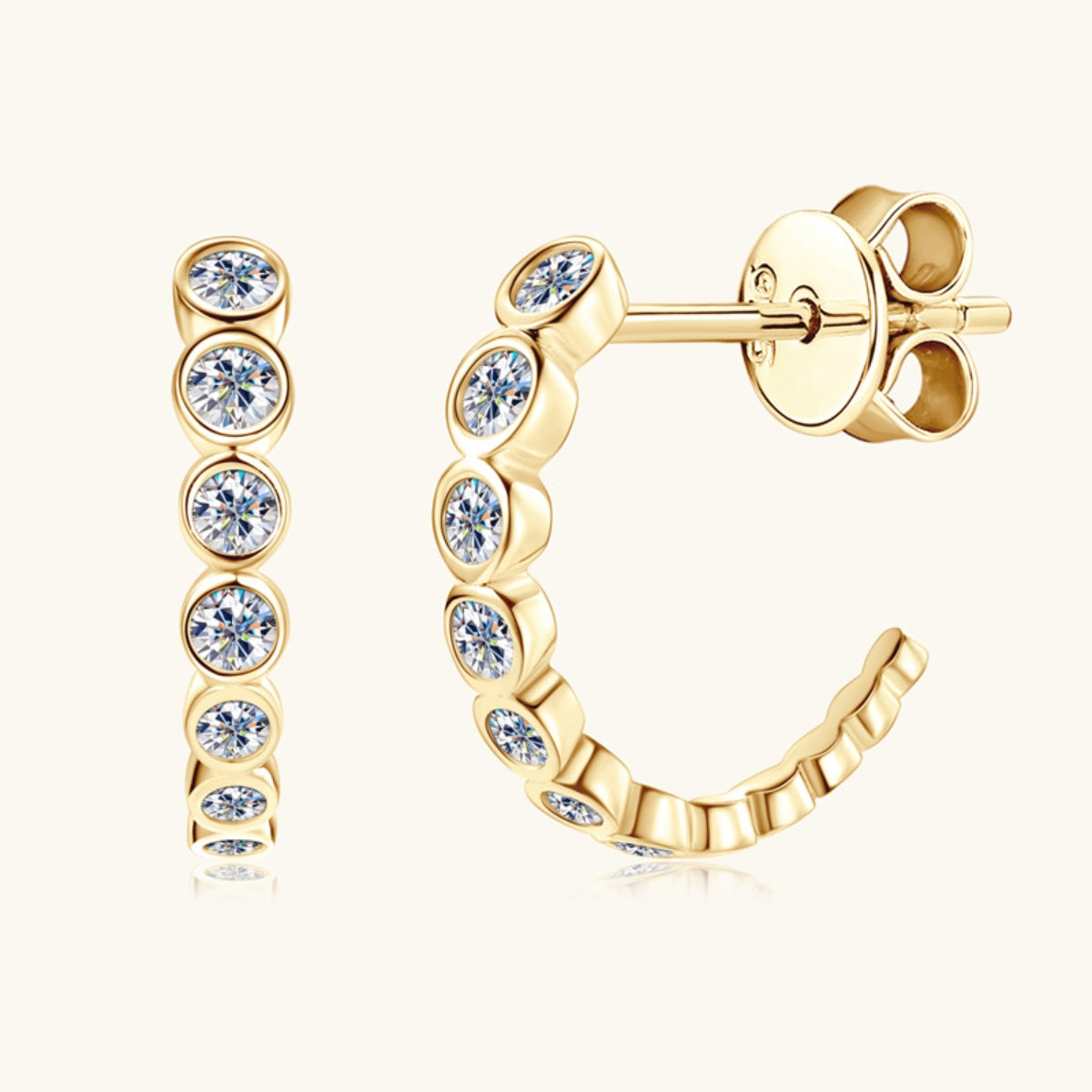 Inlaid Sparkala™ Pure Sterling Silver C-Hoop Earrings by Sparkala